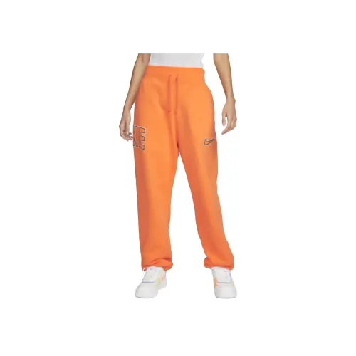 NIKE Оранжево-красные Женские Вязаные Тренировочные Брюки