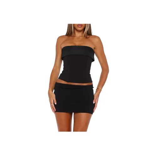 WHITE FOX Bustier Без бретелек Черный Без бретелек Топ Женский