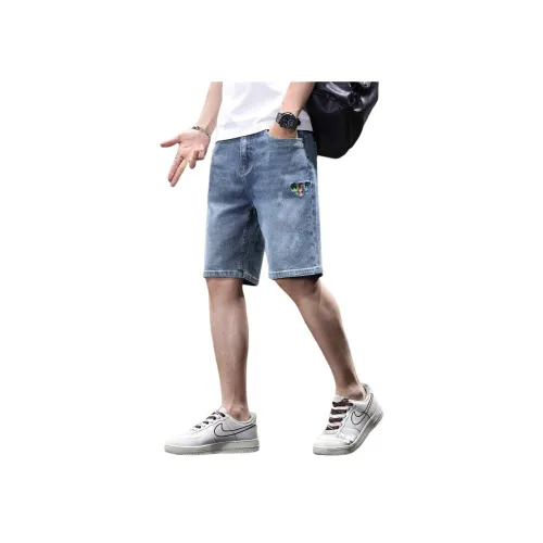 Мед Светло-синий Шорты Унисекс Джинсовые шорты