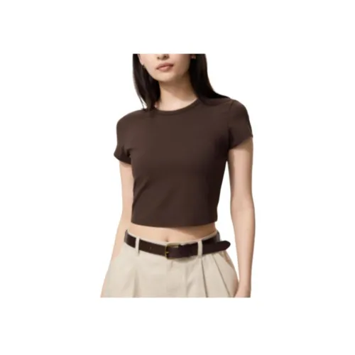 UNIQLO T-рубашка женская темно-коричневый