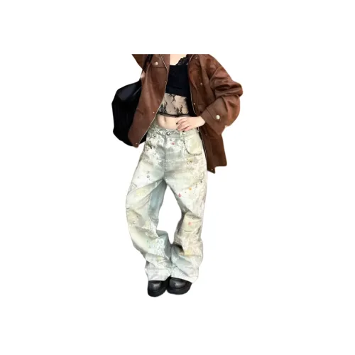 YGHOME OFFICIAL CHIC Роскошная уличная мода Желтый Унисекс Джинсы