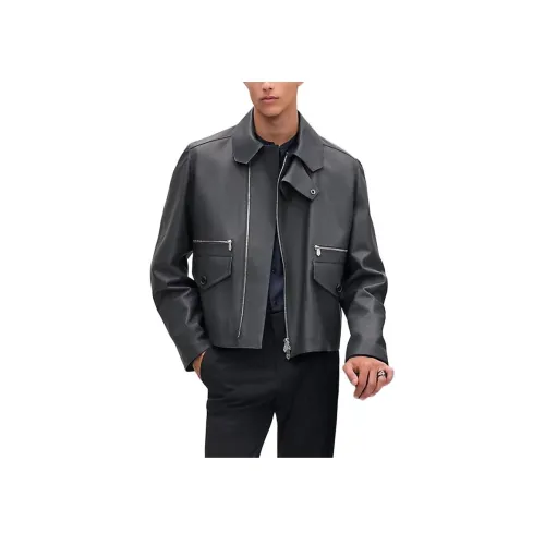 HERMES Кожа Куртка Мужская Черная