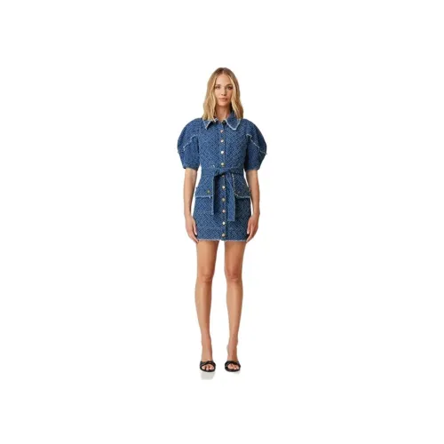 ELLIATTCOLLECTIVE Blue Женские Короткие Платья с Рукавами