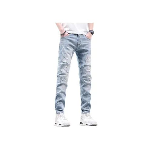 JIKENDI Светло-синие мужские джинсы
