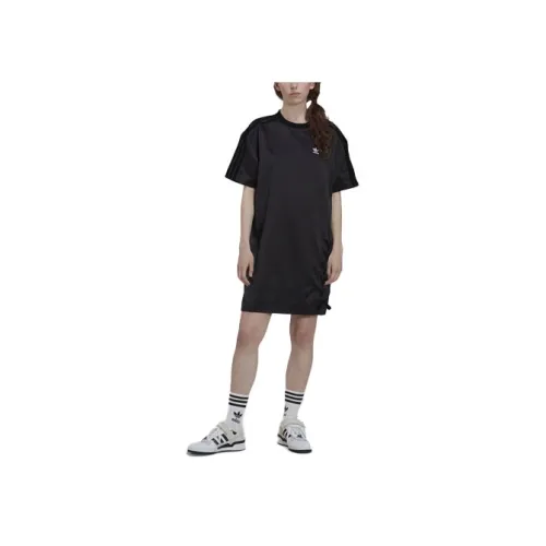 Adidas Originals Короткий рукав Платье Женское Черное