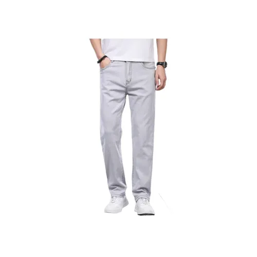 FRALAARRI Серый Белый Мужские Джинсы