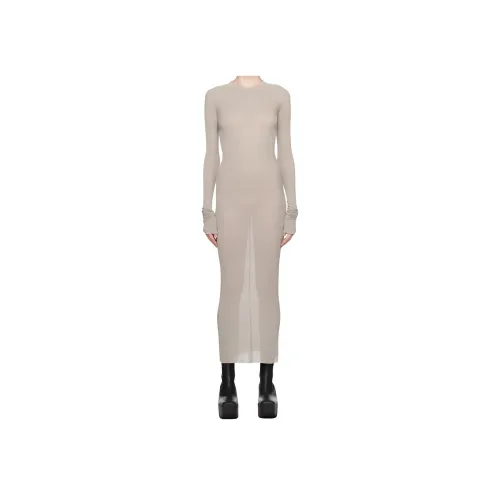 RICK OWENS Светло-серый Женские Длинные Платья с Рукавами