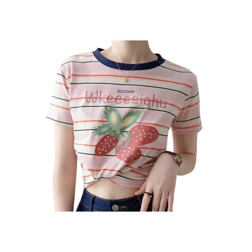 LANMOU Розовый Клубничный Женские T-рубашки