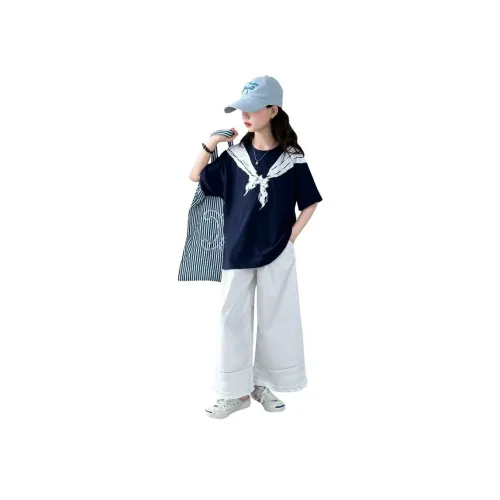 La Cergo Модный Вышивка Принт Короткий Рукав Т-Рубашка Брюки Повседневная Спортивная Одежда Детская