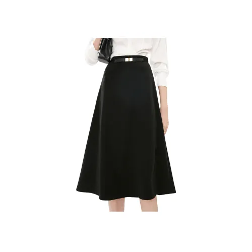 Late White Черные Женские Повседневные Длинные Юбки