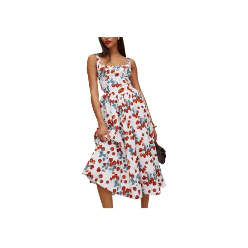 Reformation Balia Linen Dress Slip Dress Women's Strawberry Sauce Reformation Balia Льняное платье Slip платье Женское Клубничный соус