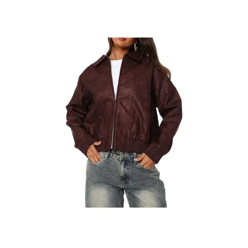 WHITE FOX ПУ (полиуретан) Бомбер Куртка Кожа Куртка Женская