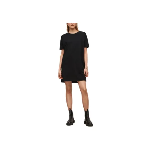 ALLSAINTS Черное Женское Короткое Платье с Рукавами