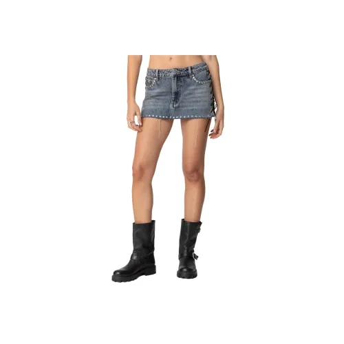 Edikted Casey Кружево Up Denim Mini Skirt Джинсовые короткие юбки Женские