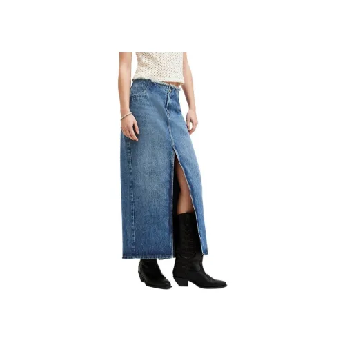 ALLSAINTS MID Индиго Женские Джинсовые Длинные Юбки