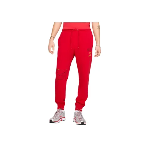 Найк Вязаные Тренировочные Штаны Мужские Красные