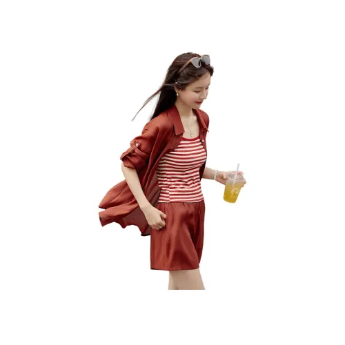 Mo Han Yi Mei Комплект рубашек Matching Set Унисекс Трехкомпонентный комплект Винтажный красный