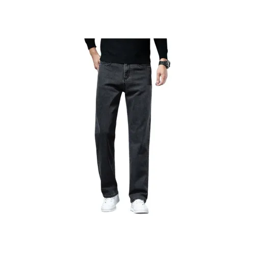 Мед Черный Серый Цвет Унисекс Джинсы