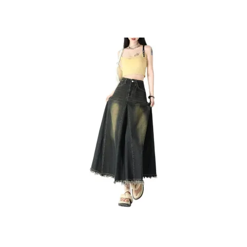 BQERTY Деним Длинная Юбка Женская