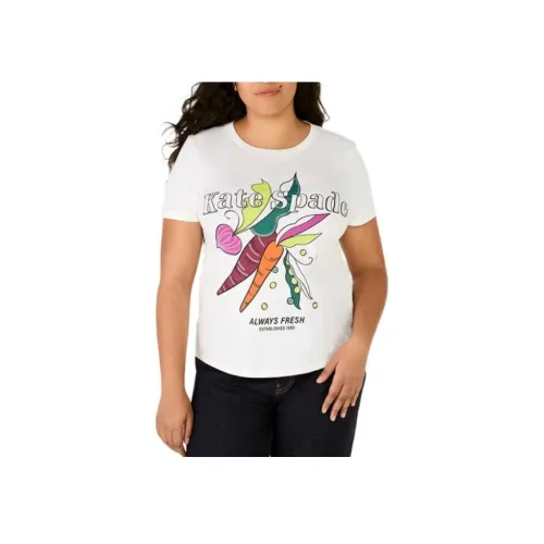 Kate Spade Логотип с принтом круглый вырез короткое рукавное рубашка футболка женская свежий белый