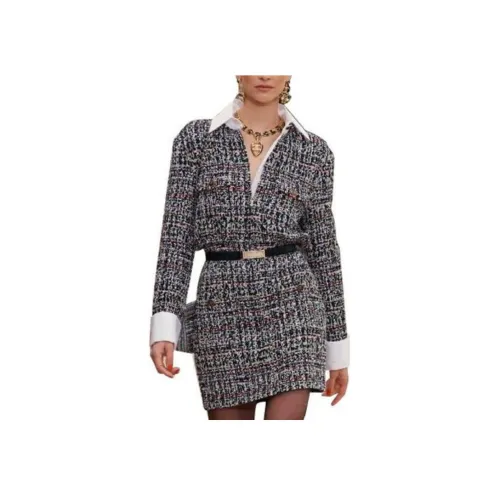 CHANEL Длинное платье с длинными рукавами женское черное