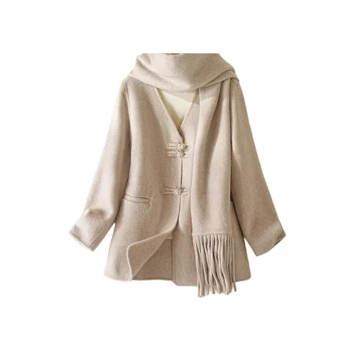 IHIMI Пальто Женское Элегантное Бежевое