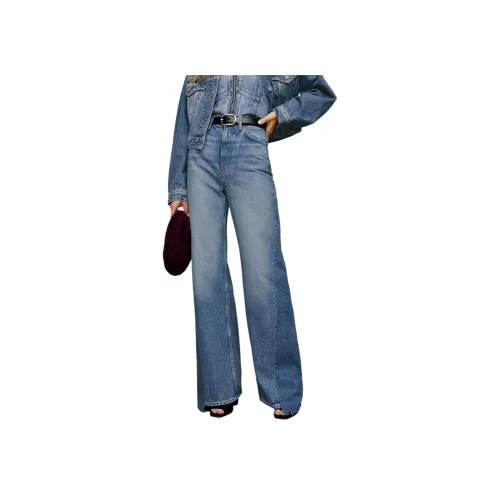 REFORMATION Cary HIGH RISE SLOUCHY Джинсы с широкими штанинами Женские Синий