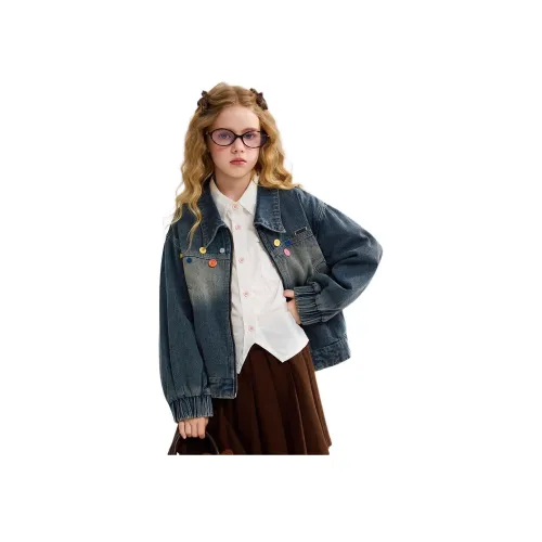 ASK Однотонная Джинсовая Рубашка для Детей