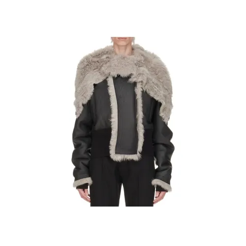 RICK OWENS совместный бренд RO FW24 кожаная куртка женская черная