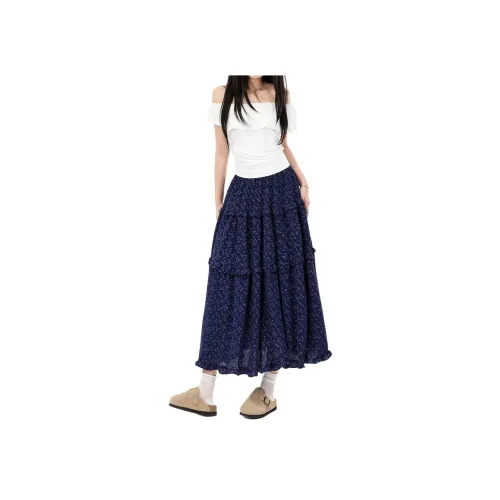 ZAVK [Темно-синий] Женские Повседневные Длинные Юбки