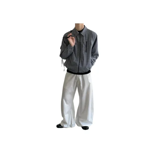 SHIQUANYI Blue Plaid Pilot Jacket Unisex SHIQUANYI Синяя Клетка Пилотная Куртка Унисекс