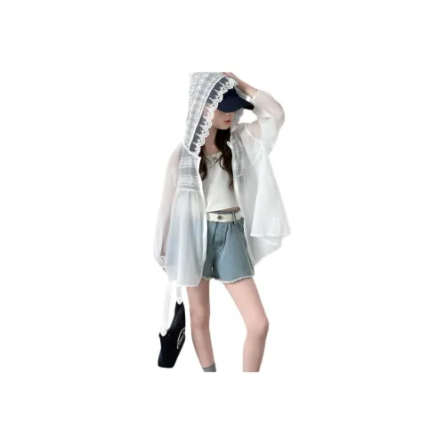 TONYBEAR Одежда с защитой от солнца 2025 Лето Кружево Отделка Легкое Пальто С капюшоном Женское Подросток