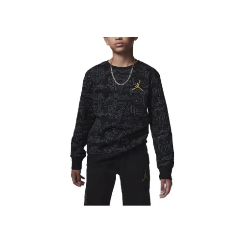 Jordan Take Flight Черный и Золотой Флис CREW SWEATSHIRT Детский Черный