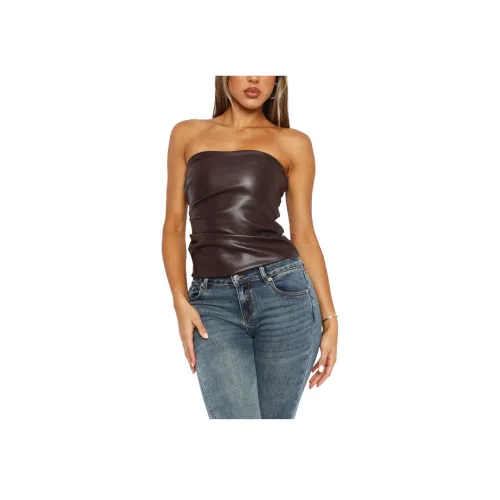 WHITE FOX Цвет колодца Behaved Без бретелей ПУ (полиуретан) Bustier Без бретелей Топ Женские