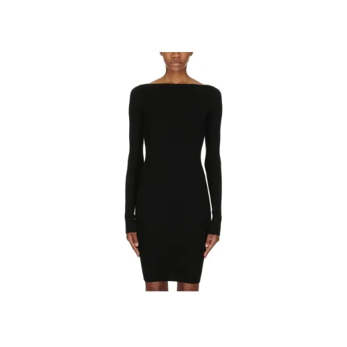 RICK OWENS совместный бренд RO Длинное платье с длинными рукавами Женское Черное