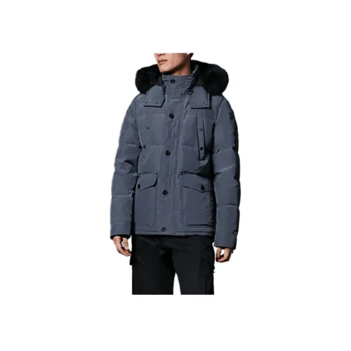 Moose Knuckles FW21 Логотип Бренда Однотонный Съемный Капюшон Свободный крой Пуховая куртка Мужская Асфальт Черный