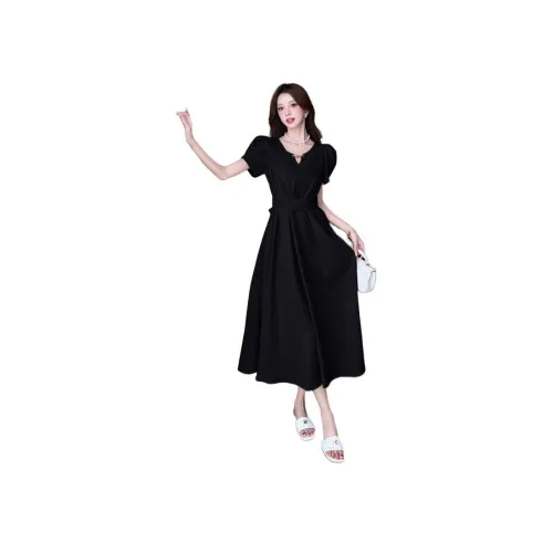 QIAOMONVHAI Короткое платье с короткими рукавами женское