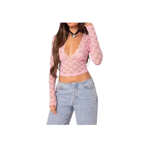 Edikted BECK Plunge Прозрачный Кружевной Топ Crop Top Женский