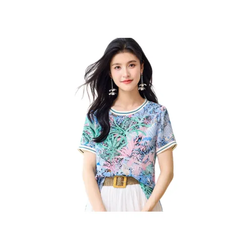JINJU Синий Rainforest Женские T-рубашки