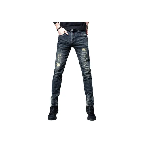 Devanro Темно-серый Мужские Джинсы