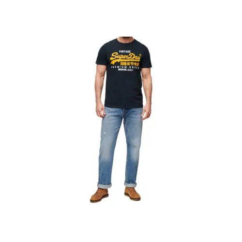 SUPERDRY Морской Синий Мужская Футболка