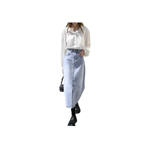 SONGS ALONG Деним Длинная Юбка Женская