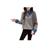 Серый свитшот из трикотажа с эффектом двухслойности