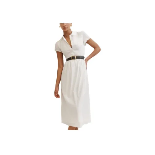 Reformation Ula Платье Короткое с Короткими Рукавами Женское Айвори