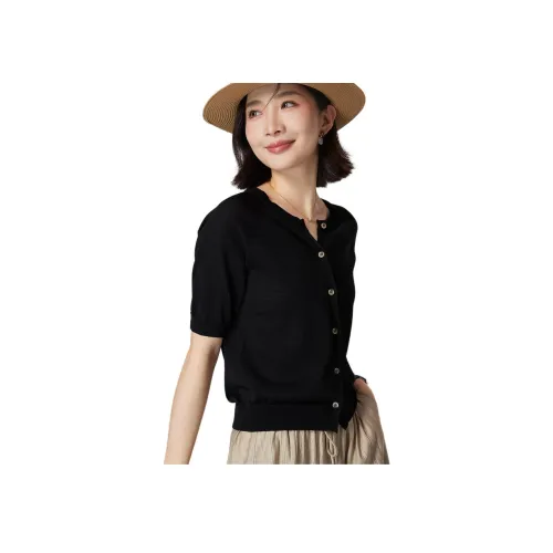 WUDAO Черные Женские T-рубашки