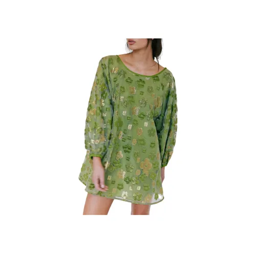 FREE PEOPLE Arianne Elmy Прозрачная пряжа Удачи Платье Длинное Платье с длинными рукавами Женское