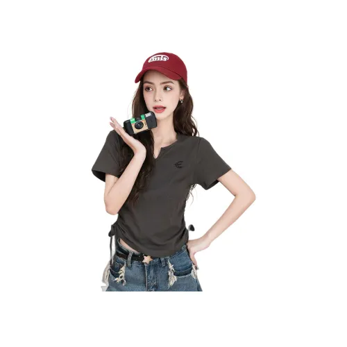 FAWENXIANGZI Стандартная T-рубашка Женская Темно-серая