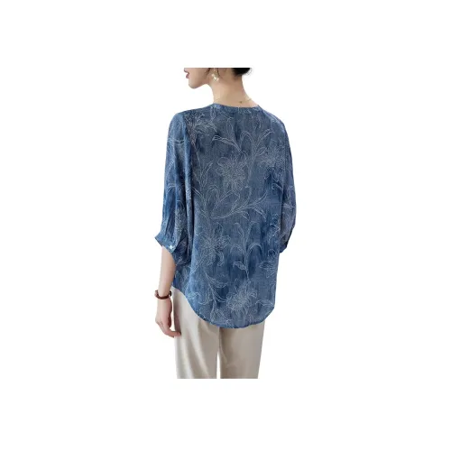 To The West SS24 Рубашка Женская Джинсовый Синий