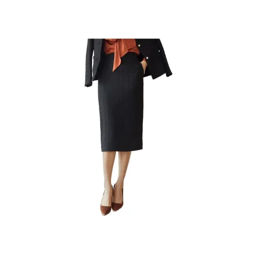 ROEYSHOUSE Повседневный Длинный Юбка Женские Черный