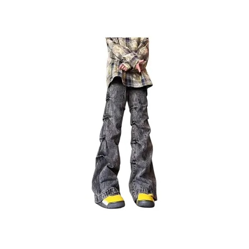 Pirkadat Черный Серый Цвет Унисекс Джинсы